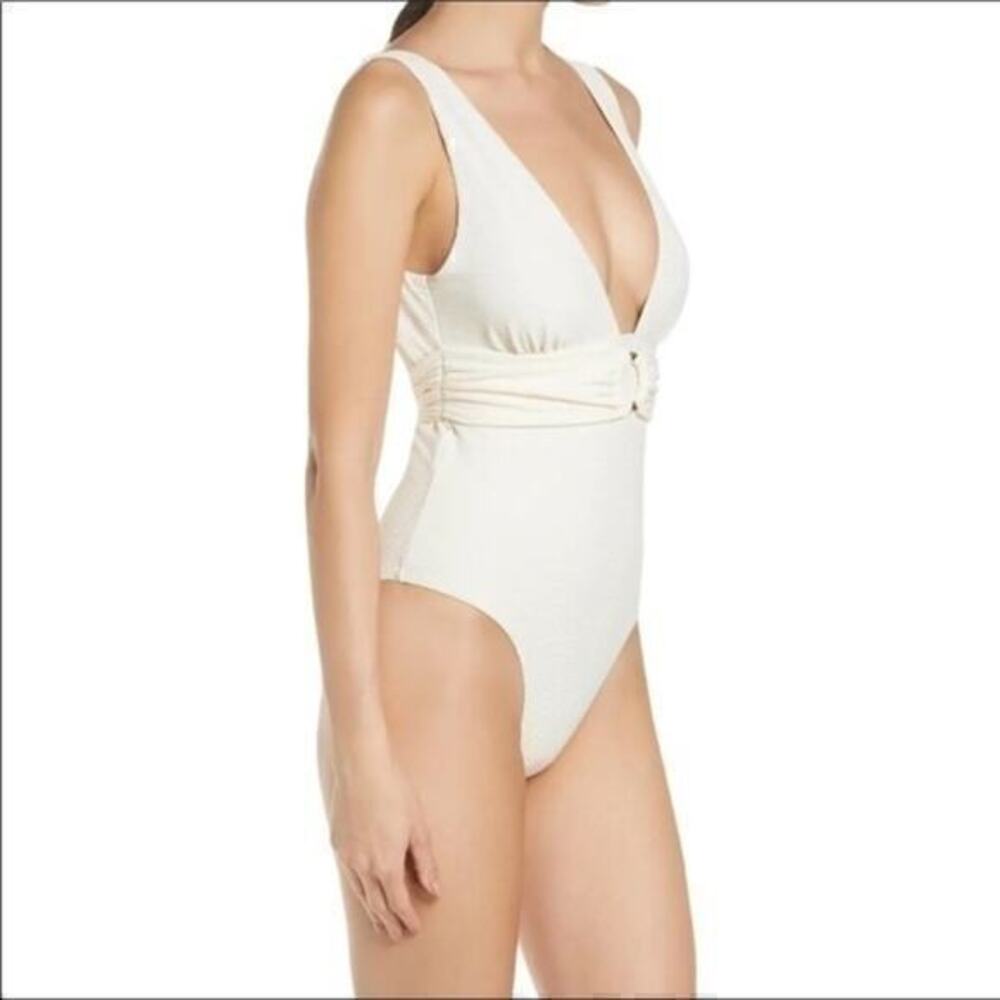Chelsea28‎ Belted Textured One Piece Ivory X-Large